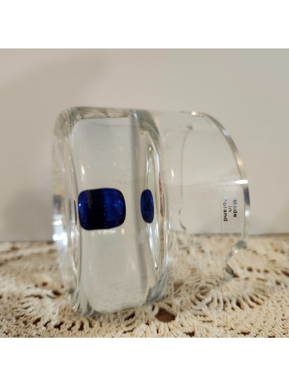 Art Glass Ashtray Controlled Cobalt Blue Bubble Heavyweight Krosnos Poland - Picture 7 of 12